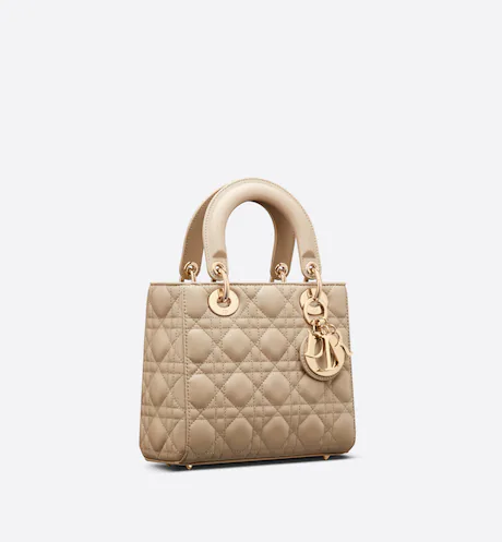 SMALL LADY DIOR MY ABCDIOR BAG Sand-Colored Cannage Lambskin