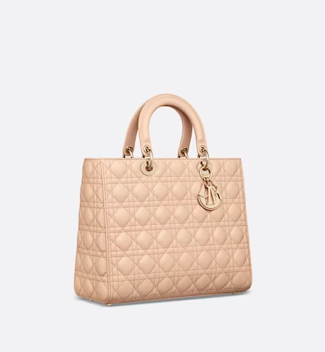 LARGE LADY DIOR BAG Sand Pink Cannage Lambskin