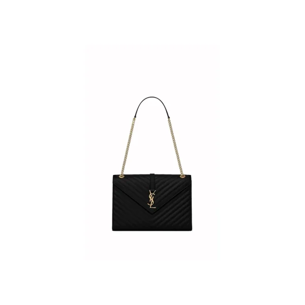 Saint Laurent Envelope Large Bag In Quilted Grain De Poudre Embo